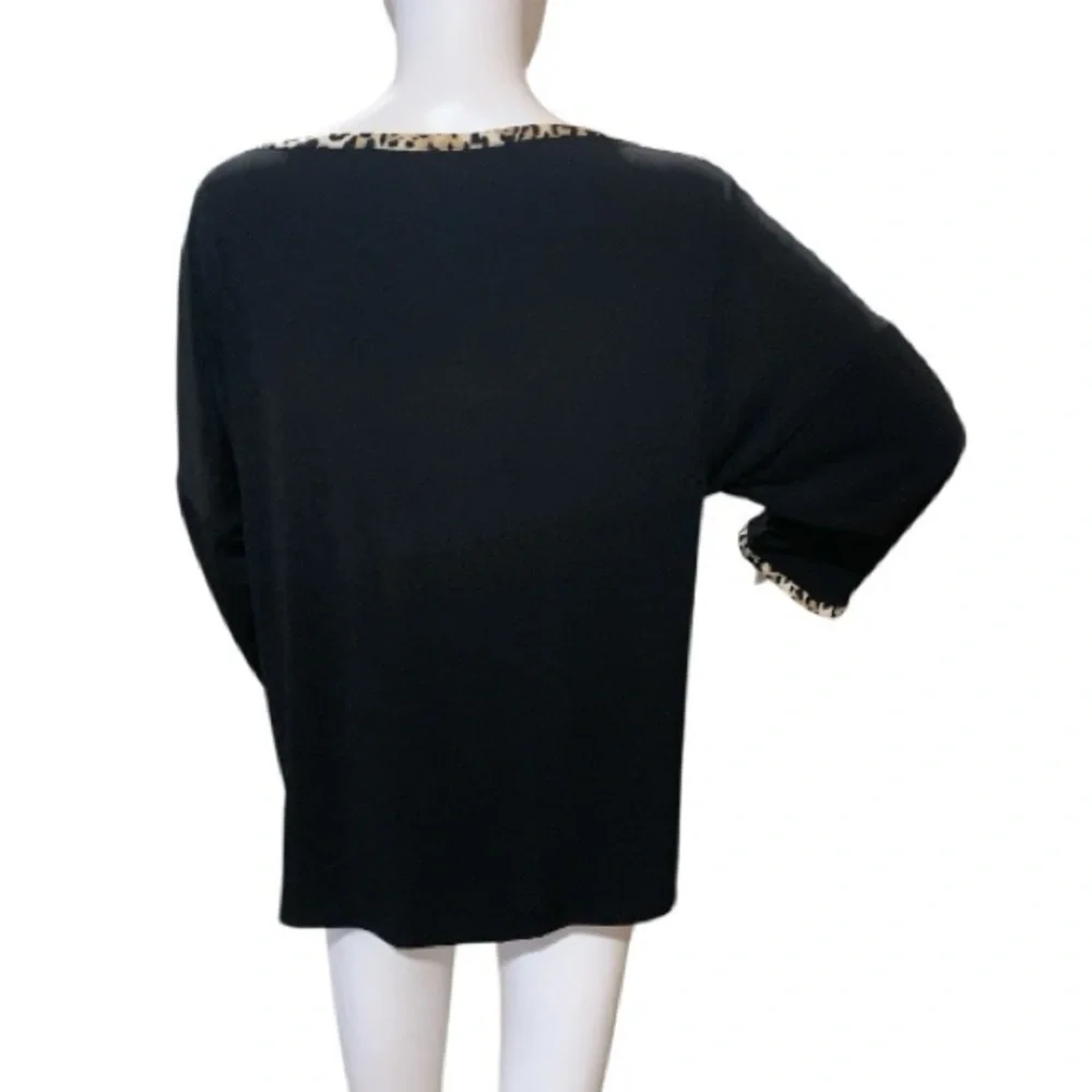Chico's Black Tunic with Animal Print Trim